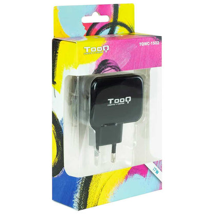 Tooq TQWC-1S02 Cargador de Pared Red 17W 3.4A Doble USB 5V para Smartphones Tablets Negro Adaptador Carga Corriente