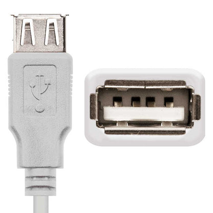 Nanocable 10.01.0204 3m Cable Conector USB 2.0 Tipo A de Macho Hembra Beige Latiguillo Alargador Prolongador M/H