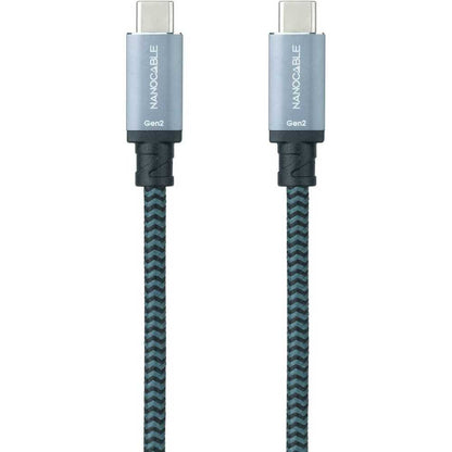 NANOCABLE Cable USB 3.1 USB-C/M-USB-C/M, Gen2 10Gbps 5A, Color Gris/Negro, 0.5 m