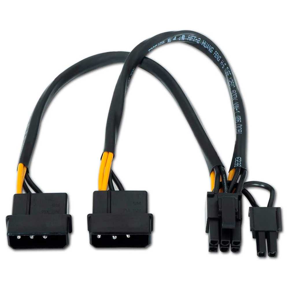 Aisens A131-0165 Cable de 2 Molex AMP 4 Pin a 1 PCIe 6+2 Pines para Tarjetas Gráficas PC Adaptador Alimentación Doble