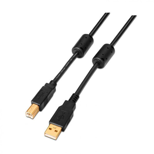 Cable USB 2.0 AISENS A101-0010 para impresora, Conector tipo A macho/Tipo B macho, longitud 3 m, Color Negro