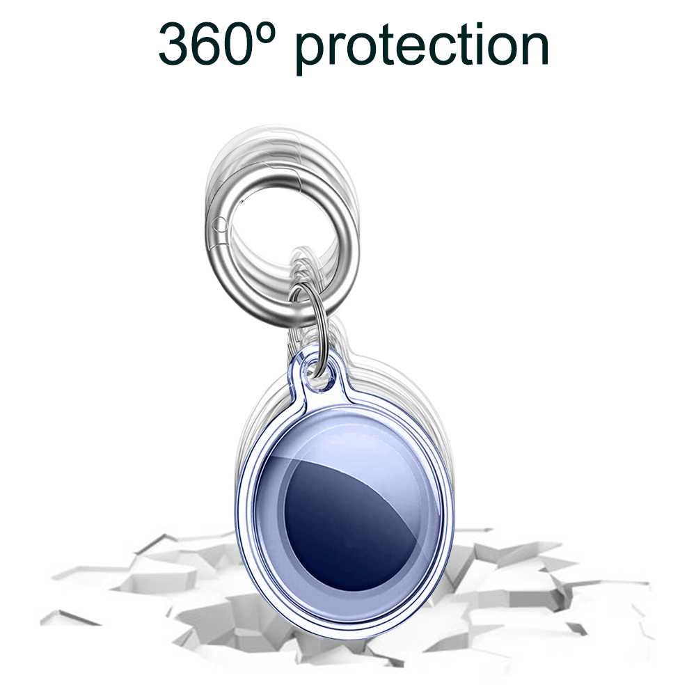 Funda Protectora TPU Flexible Llavero Antigolpes 360 Compatible con AirTag Azul Cubierta Antiperdida Sumergible
