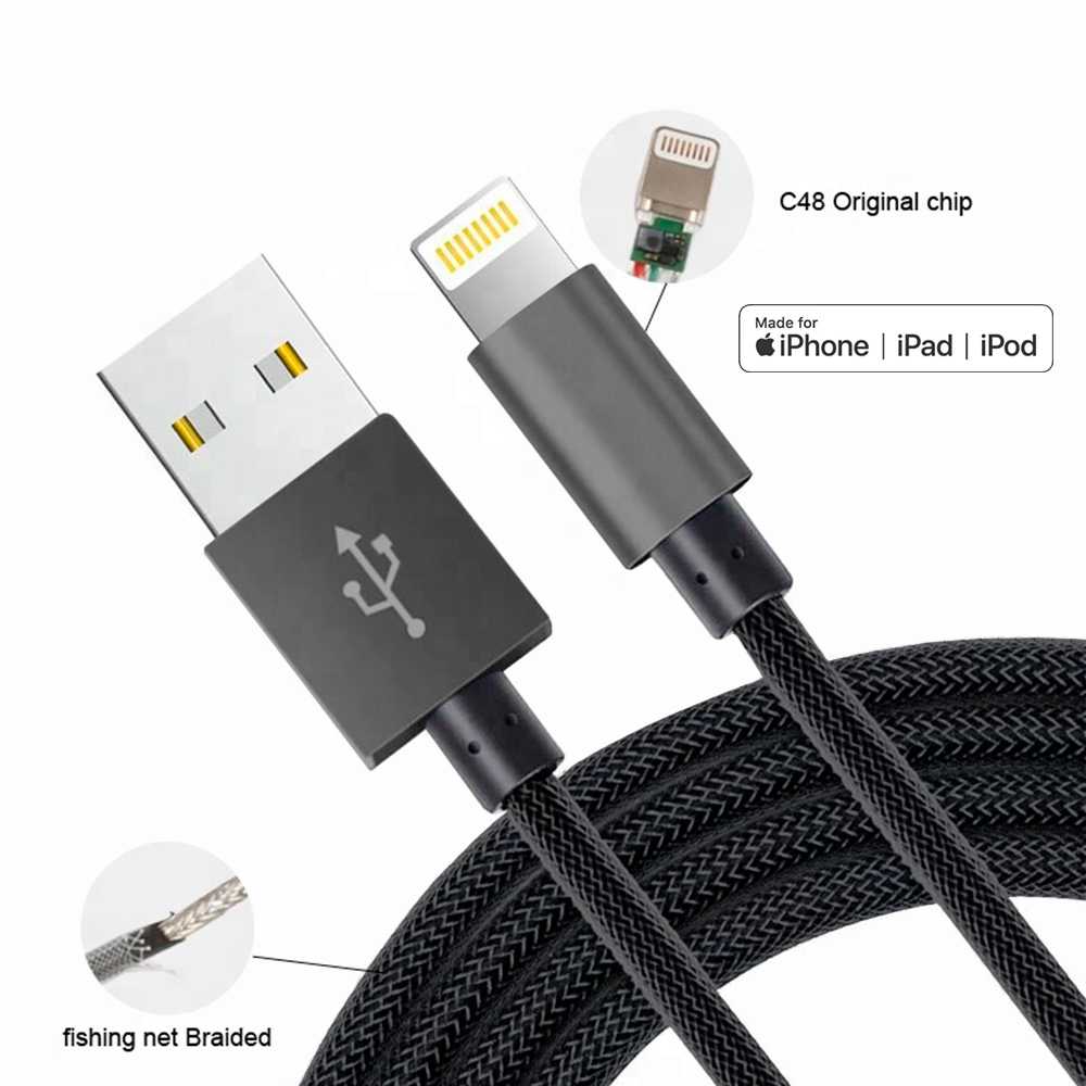 A-BST Cable 1m USB Tipo A Lightning 8P Carga+Datos Certificado MFi Negro Compatible con iPhone 14 14 Pro 13 12 11 iPad Pro 002-B