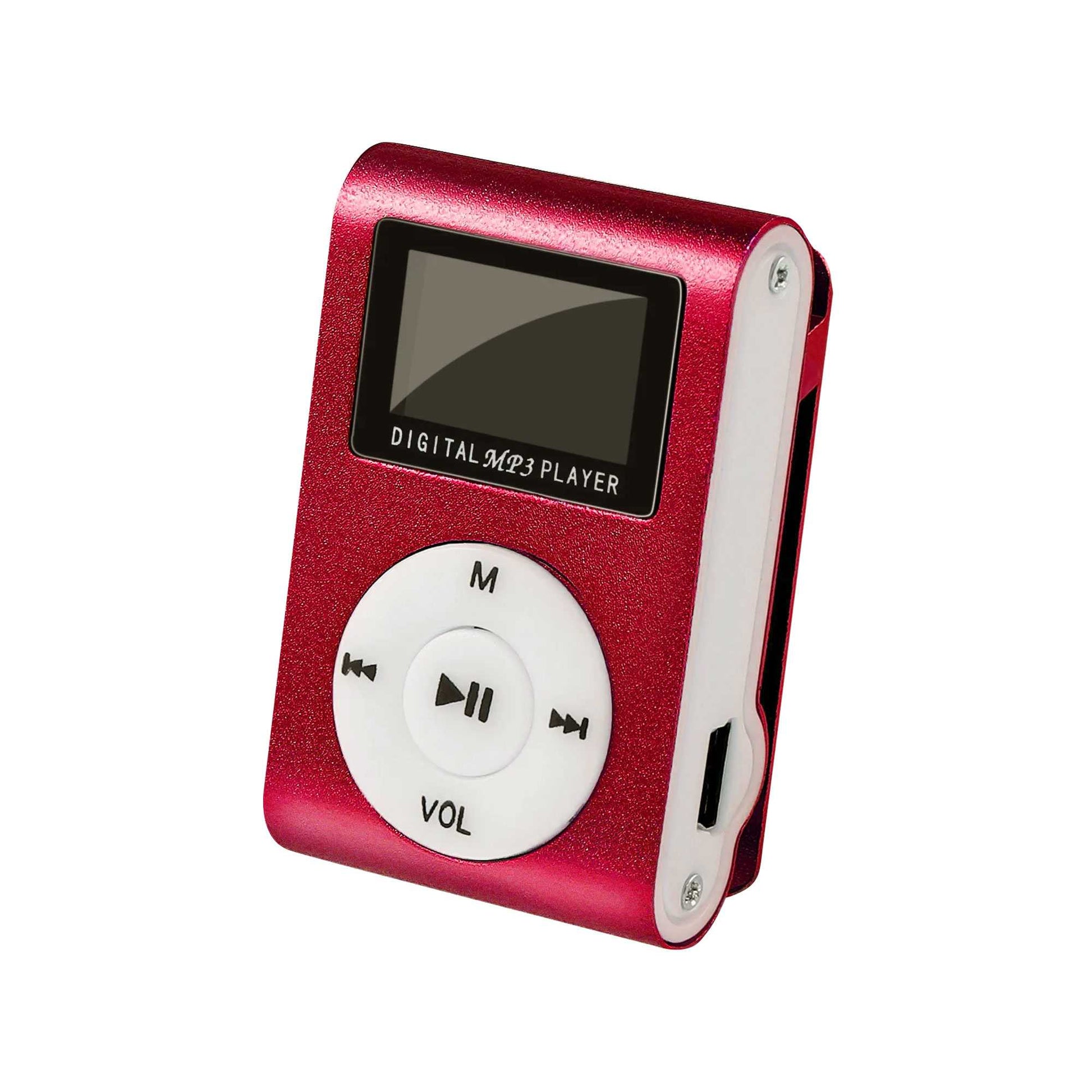 Lector Reproductor MP3 Player Vino Aluminio Puerto Mini USB Ranura para Tarjeta Micro SD con Clip Pantalla