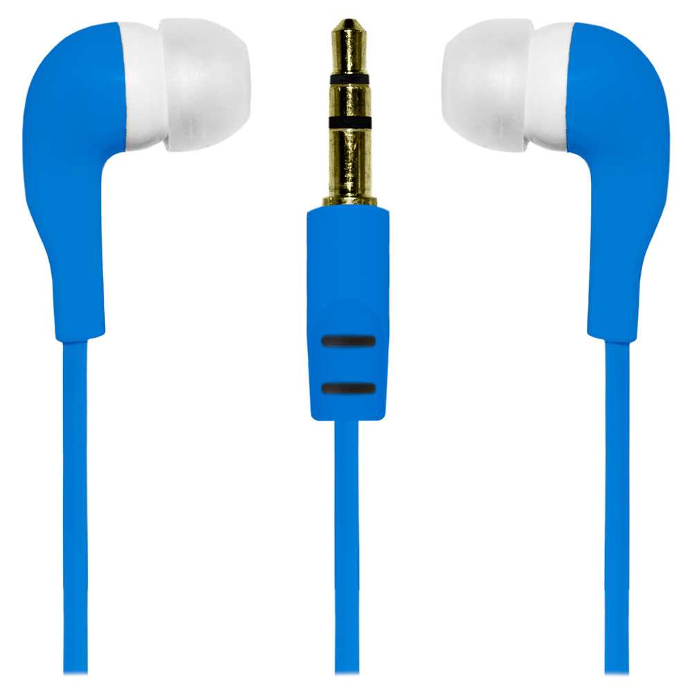 Auriculares Estéreos Conector Jack 3.5mm Azul Cascos Intrauditivos Almohadilla Silicona Goma Blanda Suave MiniJack