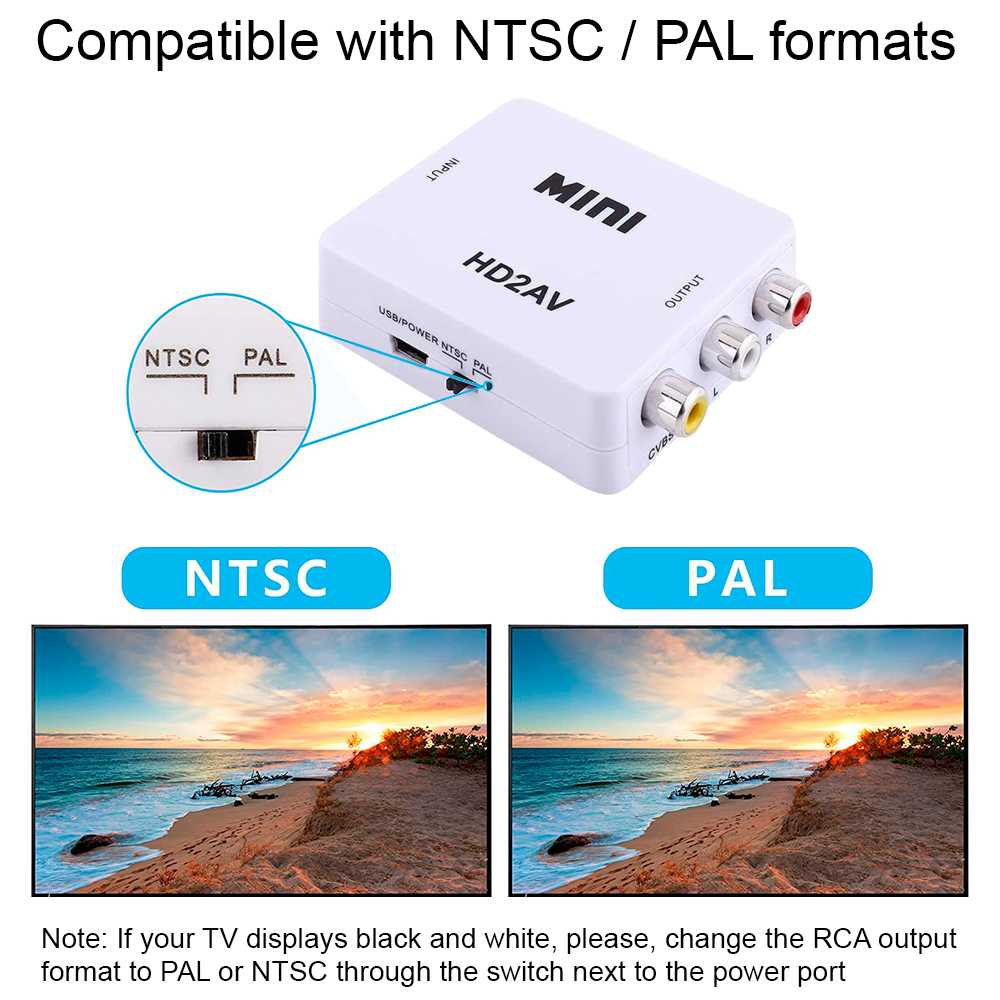 Convertidor de Señal HDTV Digital a AV RCA Analógica Transformador Adaptador Conversor Audio Video con Escalador