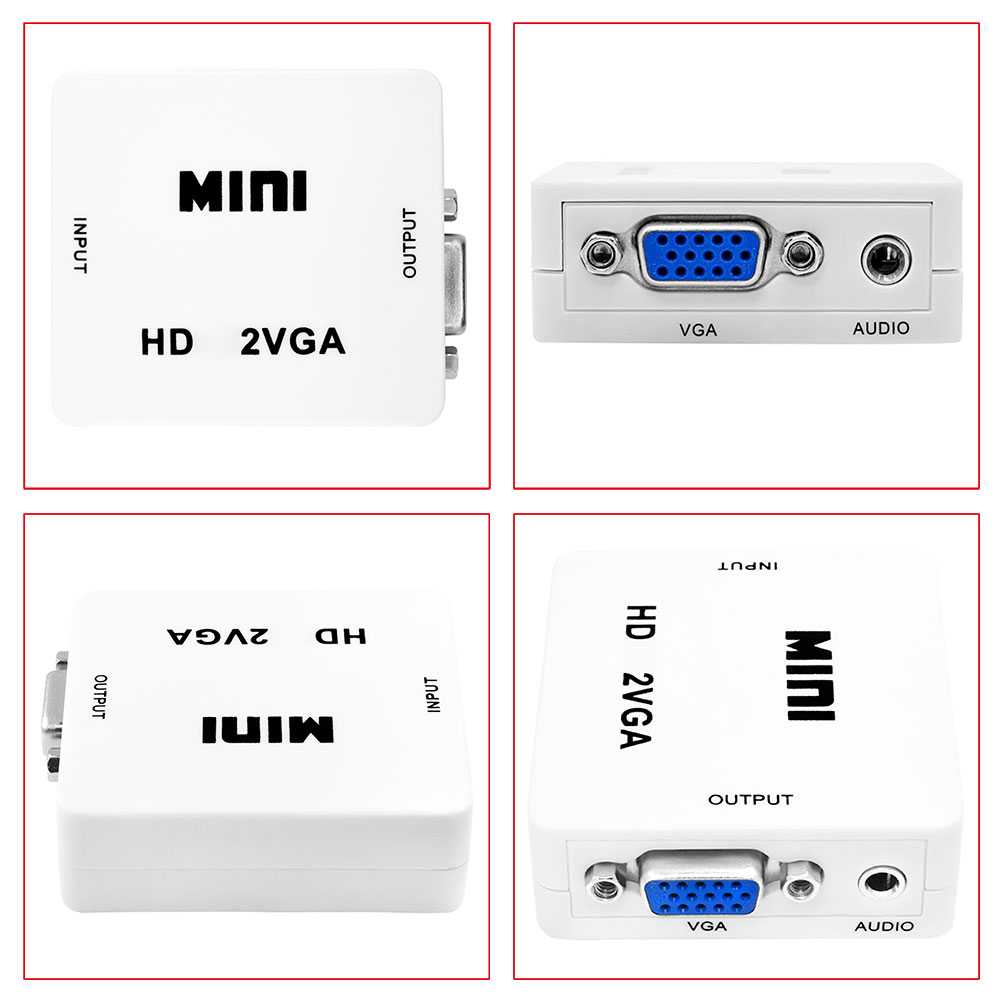 Adaptador de HDTV a VGA Convertidor Video Audio Digital Analogica 1080p Blanco para PC Ordenador Portatil Monitor TV HDTV Conversor HDTV2VGA Resolucion Full HD