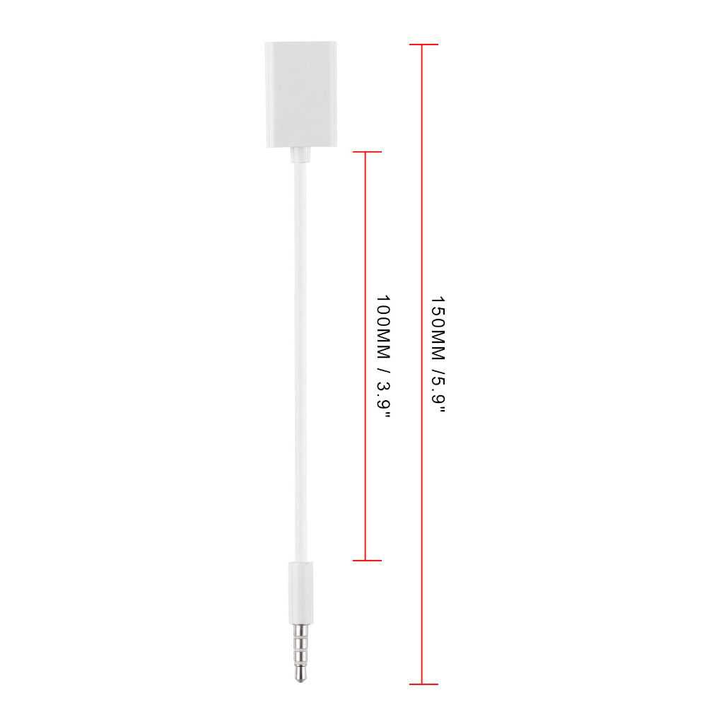 Cable Audio de USB Hembra a Aux Jack Macho 3.5mm Adaptador Auxiliar Blanco para Radio Coche con Función Decodificador