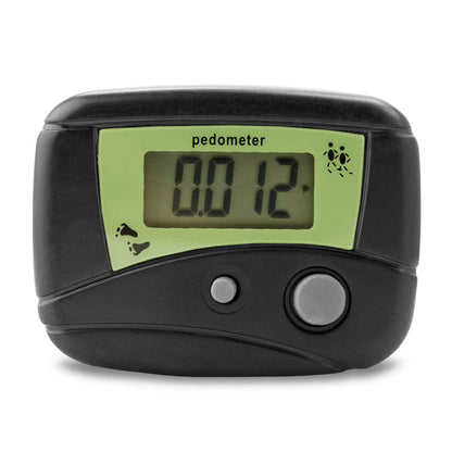 Podómetro Negro Contador de Pasos con Pantalla LCD con Clip de Fijación para Correr Caminar Andar
