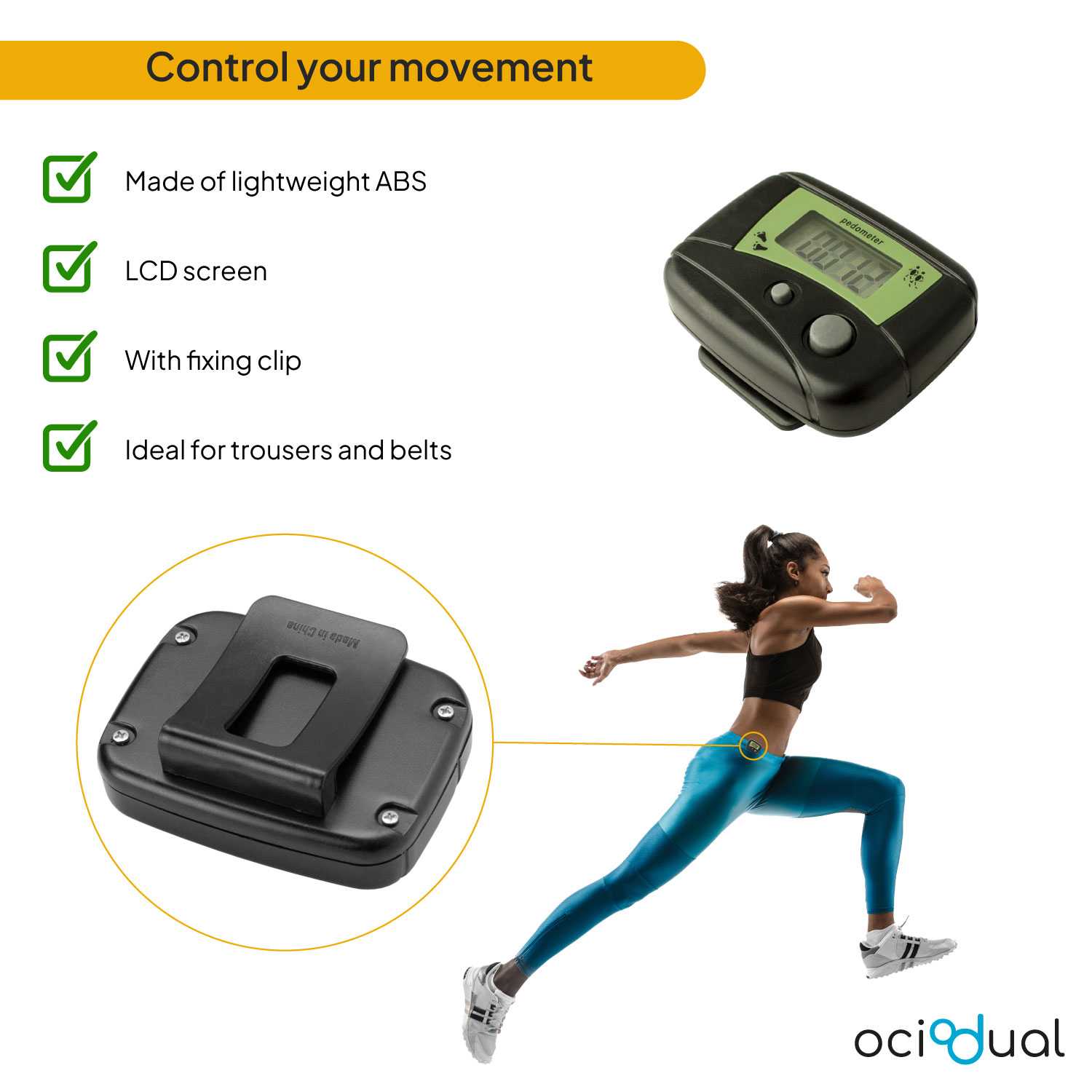 Contador de pasos podómetro para caminar, podómetro de bolsillo simple  contador de calorías a pie con gran pantalla LCD