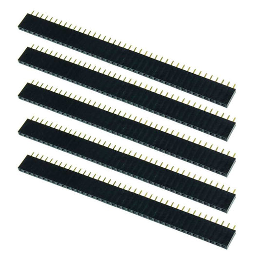 5x Fila 1x40 Pines Header Hembra 2,54mm Female para Soldar Raspberry Robotica PCB