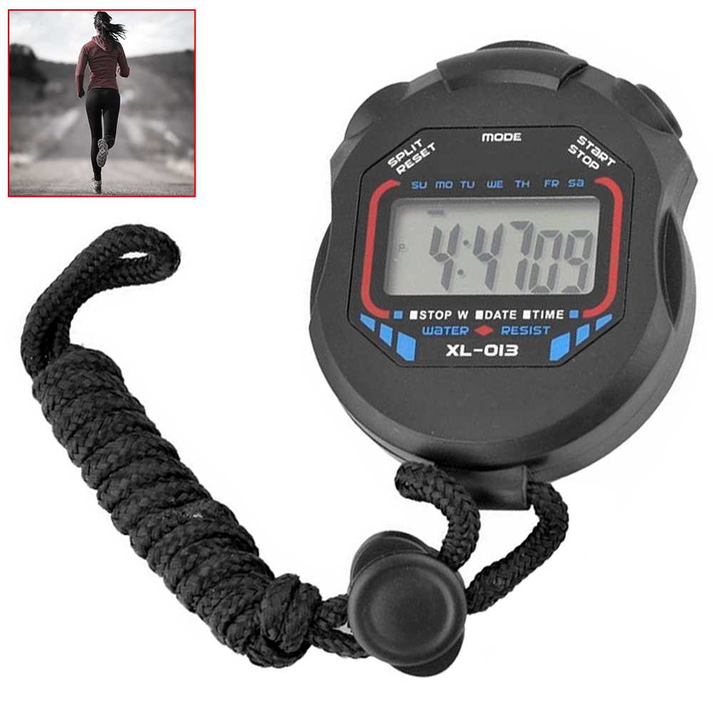 Cronometro Digital Deportivo Reloj Alarma XL-013 Negro Pantalla LCD Luz con Correa para Atletismo Natacion