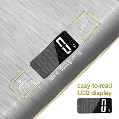 Bascula de Cocina Digital Peso Electronico de Precision LCD Pesa 5gr a 5 Kg Gris