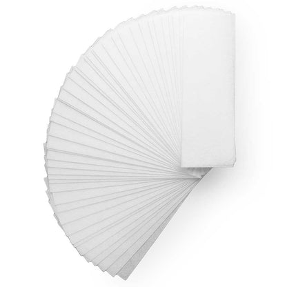 100 Bandas Depilatorias Blancas Desechables Suaves para Depilar a Cera Todo Tipo de Pieles Brazos Piernas Axilas Tiras