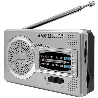 Radio de Mano BC-R2033 Analógica Mini Sintonizador AM/FM Altavoz Integrado Conector para Auriculares Jack 3.5mm