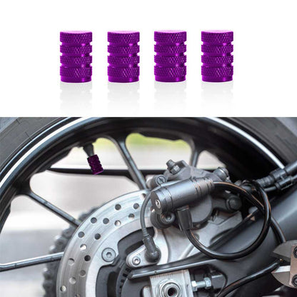 4 Tapones de Aluminio Modelo Circular Lilas para Ruedas Válvulas Schrader Coches Motos Motocicletas Tapón de Protección Neumaticos con Válvula Americana Coche Moto Moticicleta Metálicos Cubierta Tapa