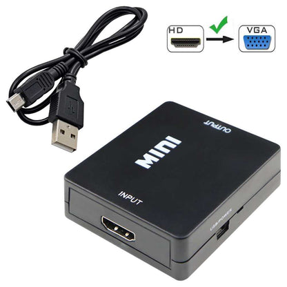 Adaptador de HDTV a VGA Convertidor Video Audio Digital Analogica 1080p Negro para PC Ordenador Portatil Monitor TV HDTV Conversor HDTV2VGA Resolucion Full HD