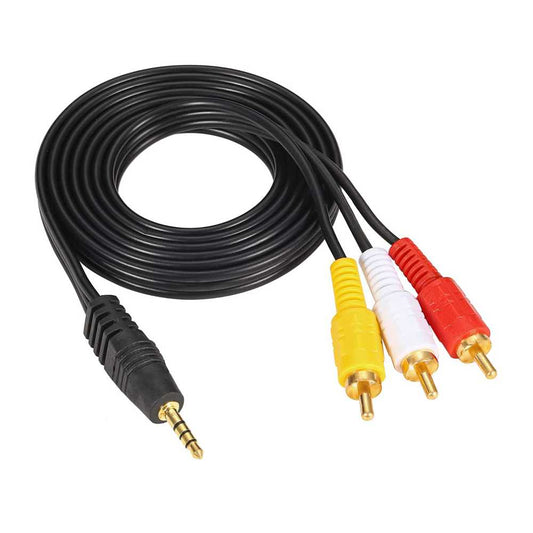 1,5m Cable Adaptador de Audio Jack 3,5mm a 3 RCA L/R Macho Conversor Sonido Estereo Analógico MiniJack 3,5 mm Triple RCA M/M-M-M
