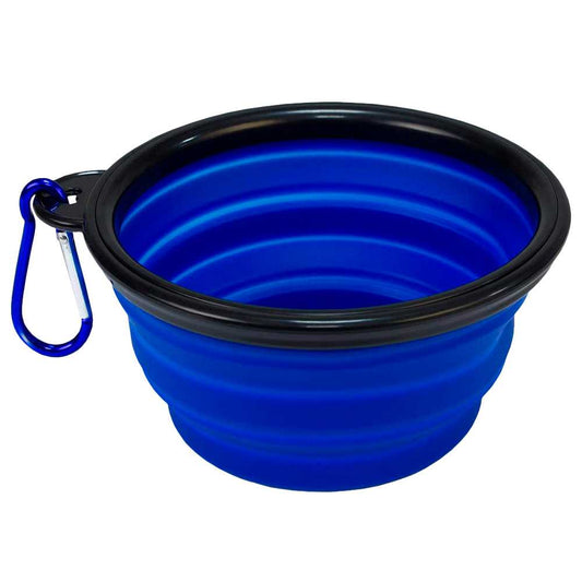 Comedero Plegable Plato Bowl 650ml Color Azul para Alimentar Perros Gatos Mascotas Cuenco Tazón Fuente Alimentación Bebedero Portátil Silicona Flexible Taza Copa Viaje