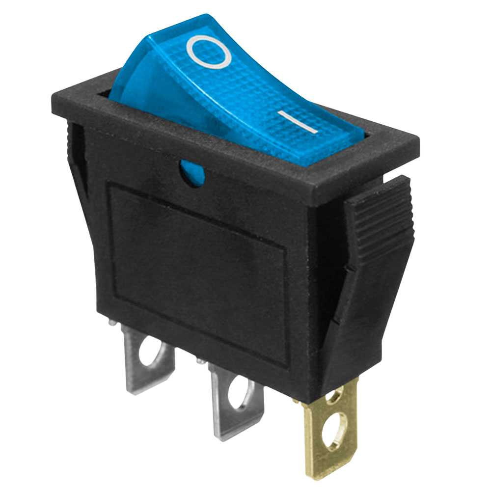 Interruptor Basculante KCD3 SPST, Forma Rectangular con 3 Pines y Posiciones ON/OFF, Admite Hasta 16A 250VAC, Luz Azul