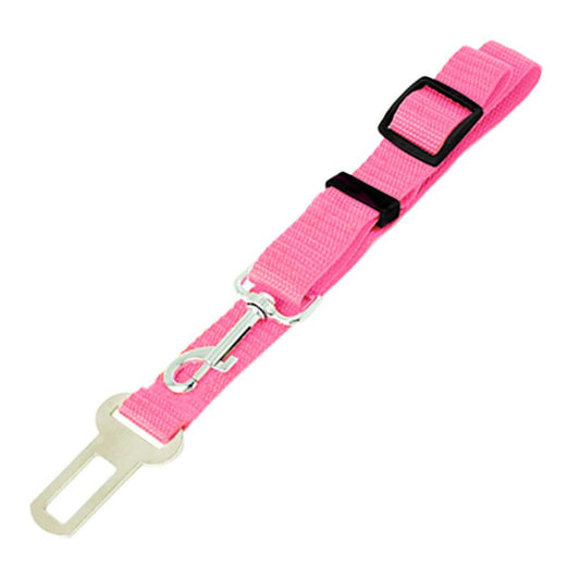 Cinturon de Seguridad para Mascotas, Cinturon ajustable de Nylon para Trasportar Mascotas, cinturon para mascotas asiento coche Rosa