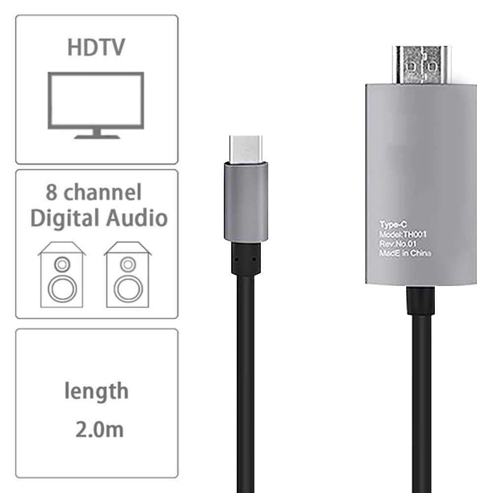 Cable USB C 3.1 a HDTV 2.0 Macho Full HD 4K XHD 60Hz TV Compatible con Sam Galax S21 S20 S10 S9 S8 Huaw P40 P30 P20