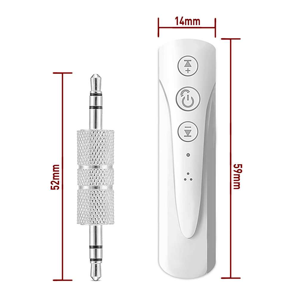 Receptor de Audio Inalámbrico Bluetooth 4.1 Jack 3.5mm Manos Libres Coche Blanco