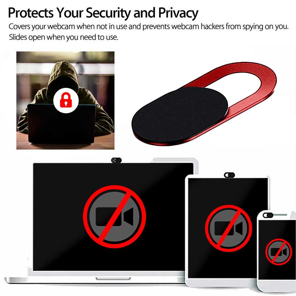 3 Tapas Tapaderas Deslizantes Pegatinas Adhesivas Tapones Cubiertas Rojas para Seguridad Privacidad Cámara Web Webcam