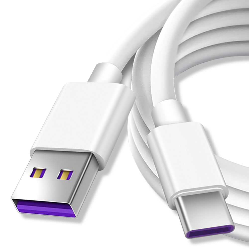 Cable USB Tipo C 1,5m 3.8A 100BA Blanco de Carga y Datos Cargador Rápido Quick Charge para Smartphones Tablets
