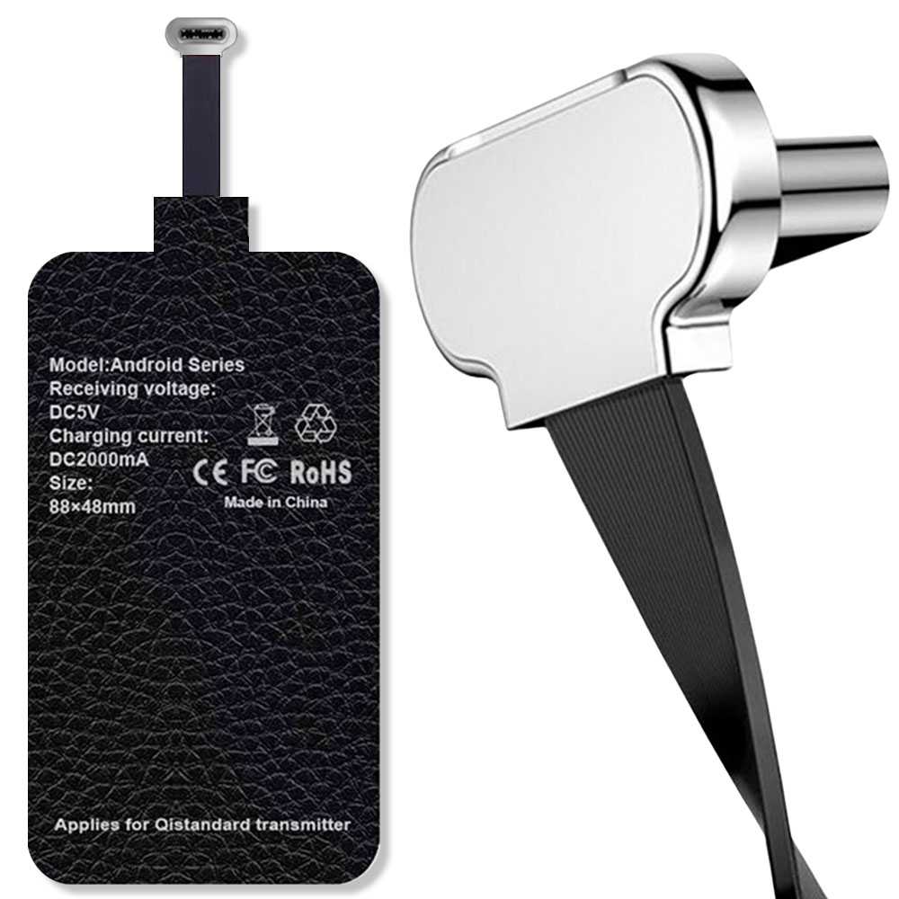Receptor de Carga Inalámbrica Conector USB Tipo C 2A 10W Negro Módulo Inalámbrico Universal Carga 2000mAh para Teléfonos