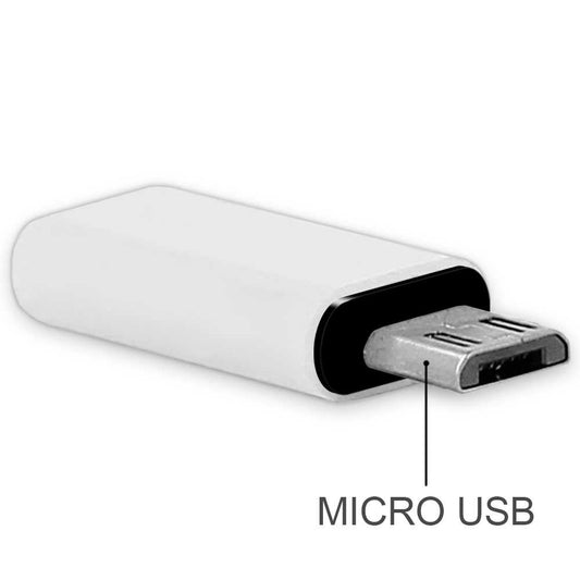 Adaptador USB C Hembra a Micro USB 5 Pines Macho Carga y Datos para Telefonos Smartphones Blanco