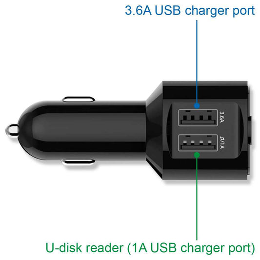 Adaptador BT28 Negro Transmisor Bluetooth Enchufe Mechero Coche 2 Puertos USB para Lector U Disk Pendrive MP3
