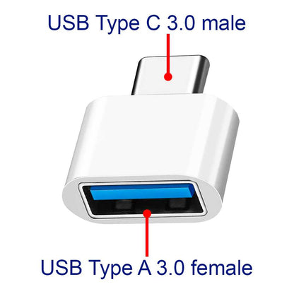 Adaptador OTG Conversor de USB 3.0 A Tipo C H/M Blanco Convertidor para Ordenador Portátil Teléfono Tablet Smartphone
