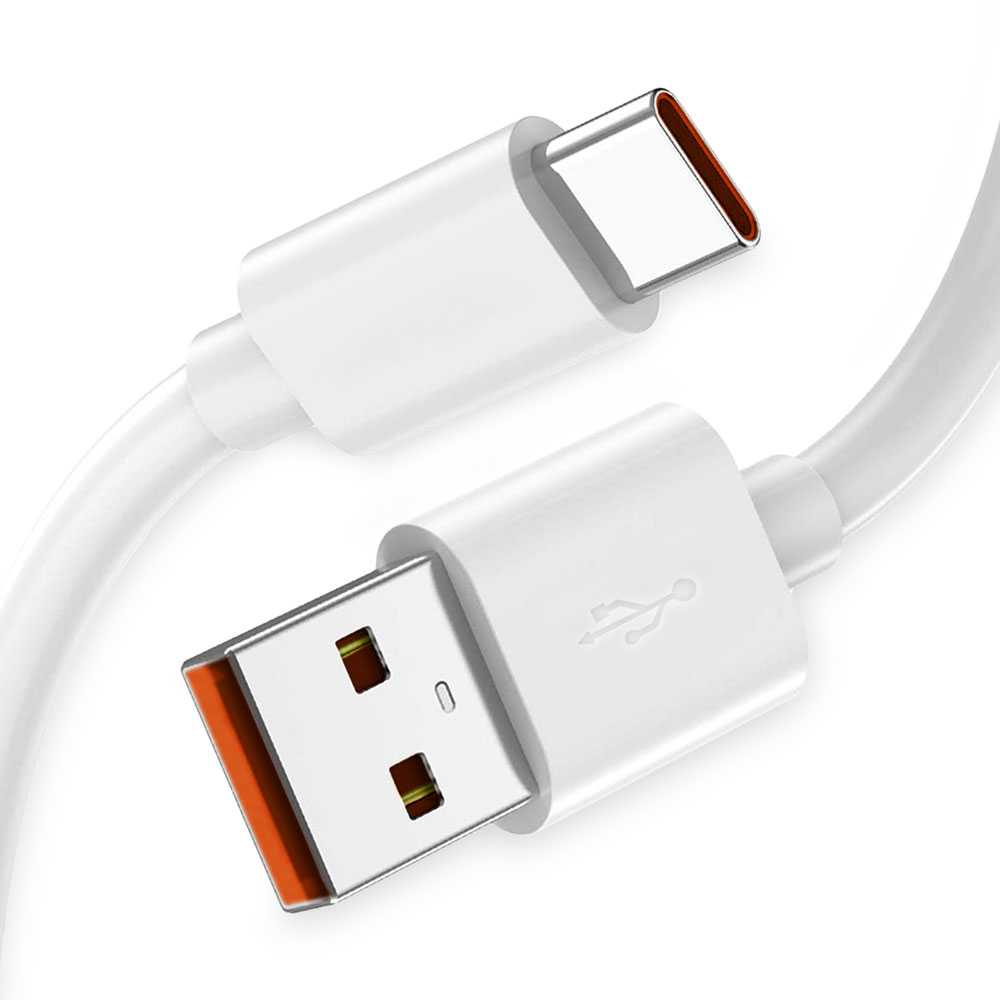 Cable USB Tipo C 0,5m 6A 100BA Blanco de Carga Datos Cargador Rápido Quick Charge para Teléfonos Smartphones Tablets