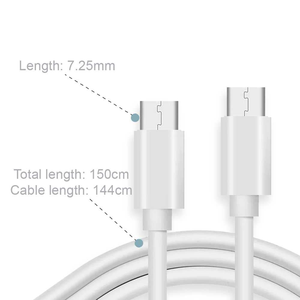 Cable Tipo C a Tipo C 1,5m 4,2A 120BA Blanco de Carga Datos Cargador Rápido Quick Charge para Teléfonos Smartphones Tablets