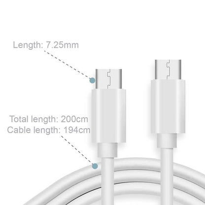 Cable Tipo C a Tipo C 2m 4,2A 120BA Blanco de Carga Datos Cargador Rápido Quick Charge para Teléfonos Smartphones Tablets