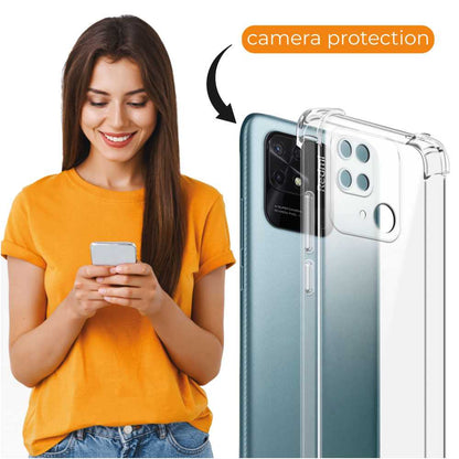 Funda de TPU para Redmi 10C/Poco C40, Carcasa Flexible con Esquinas Reforzadas Antigolpes, Protección en Cámaras, Silicona Transparente