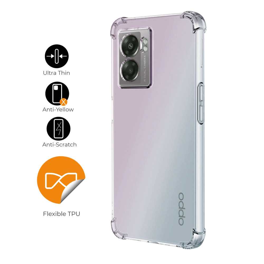 Funda de TPU para Oppo A77 5G/A57S 4G/A57 4G, Carcasa Flexible con Esquinas Reforzadas Antigolpes, Protección en Cámaras, Silicona Transparente