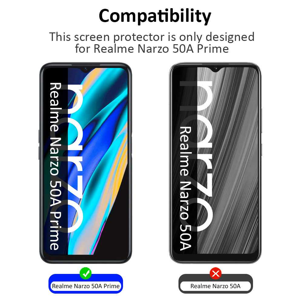 Protector de Pantalla Cristal Templado Premium para Realme narzo 50A Prime Vidrio 9H 2.5D Anti Golpes Arañazos 0.3mm