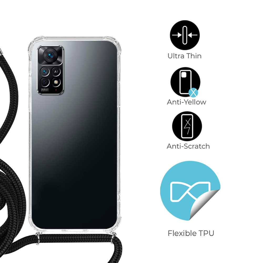 Funda de TPU para Redmi Note 11 Pro/Pro Plus, Carcasa Flexible con Colgante, Antigolpes, Protección en Cámaras, funda con colgante