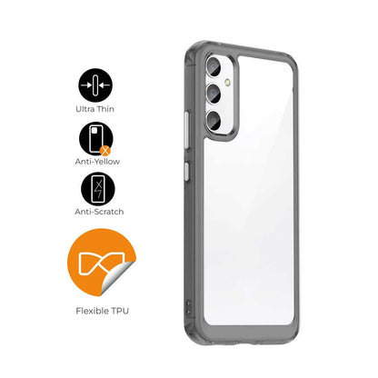 Funda de TPU para Galaxy A54 5G, Funda transparente con borde gris claro, Proteccion en Camaras, Silicona Transparente