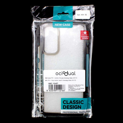 Funda de TPU para Galaxy A54 5G, Funda transparente con borde gris claro, Proteccion en Camaras, Silicona Transparente